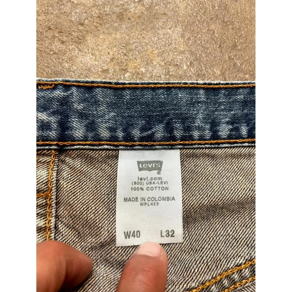 Levi's 501 Straight Jeans Men 40x32 Blue Denim Logo Cotton High Rise Regular Fit